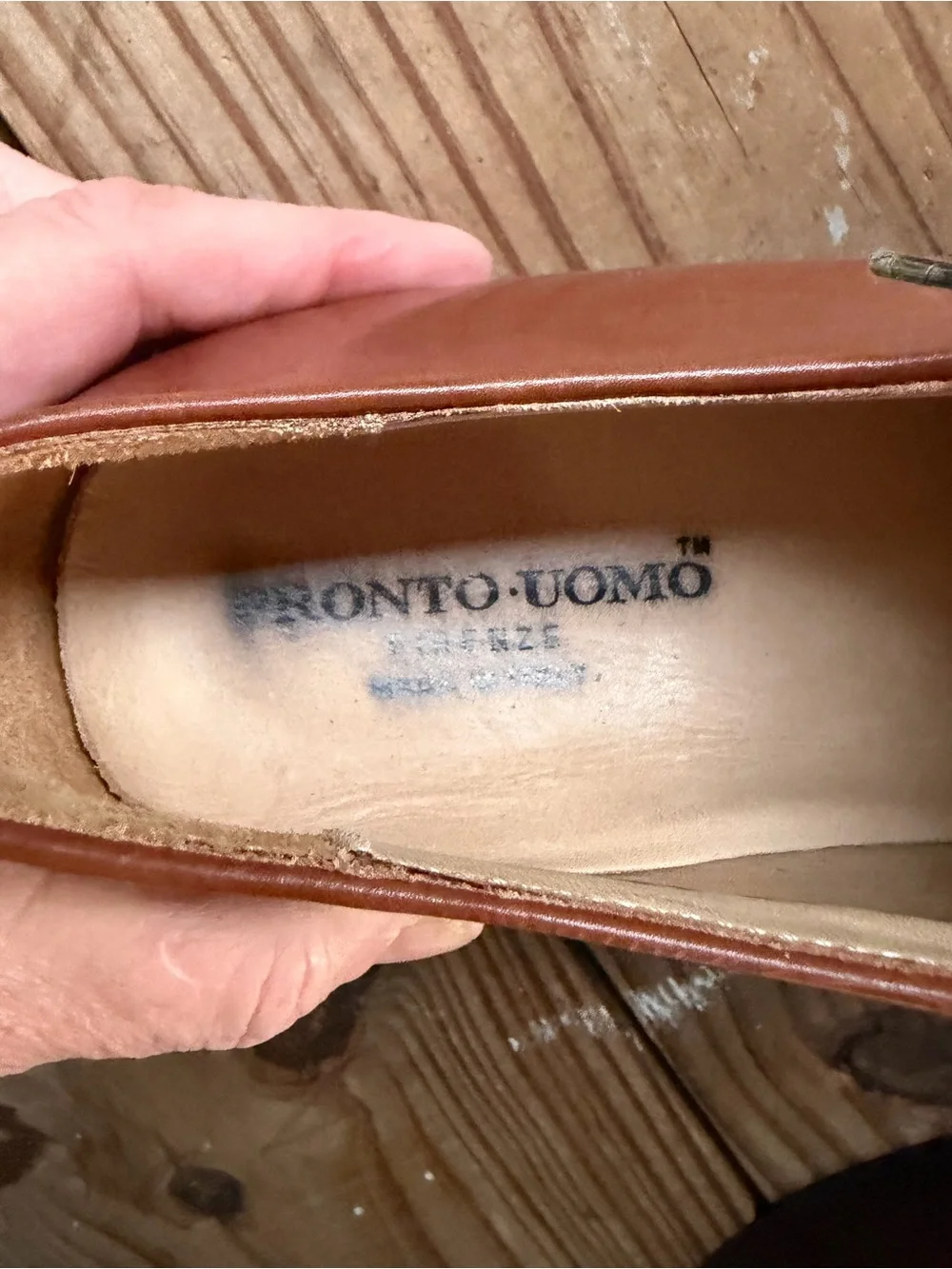 Pronto Uomo Firenze Men’s 10M Cognac Brown Leather Split Toe Derby Shoes Italy